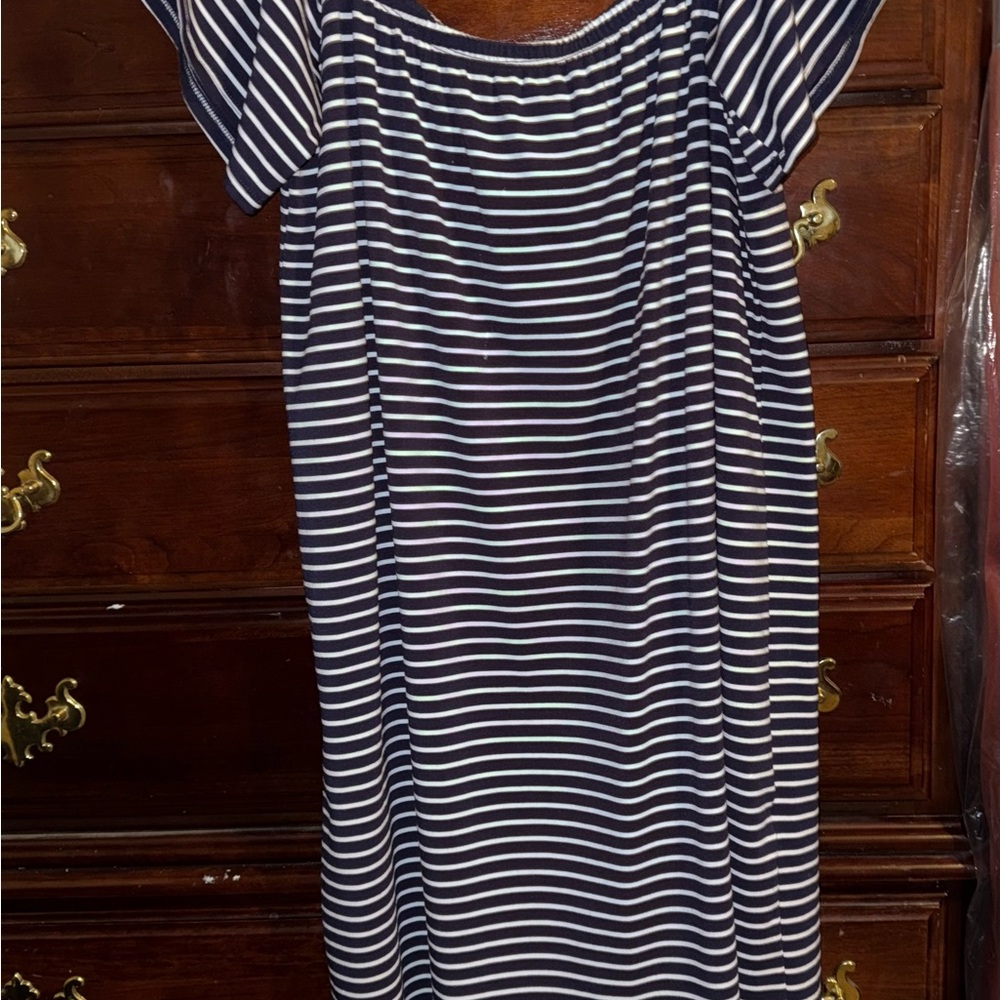 Michael Kors Blue and White Dolman Sleeve Mini Sundress